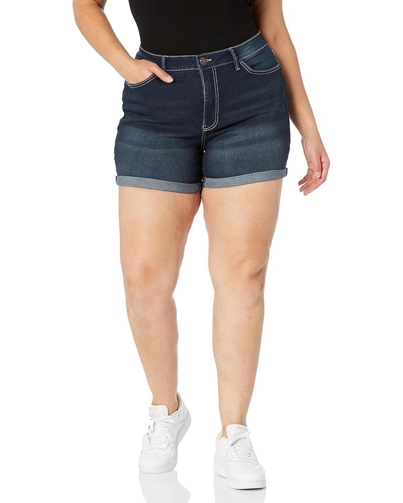 Women's 1 Button Double Cuff Shorts D08 Dark Blue $12.01 Others