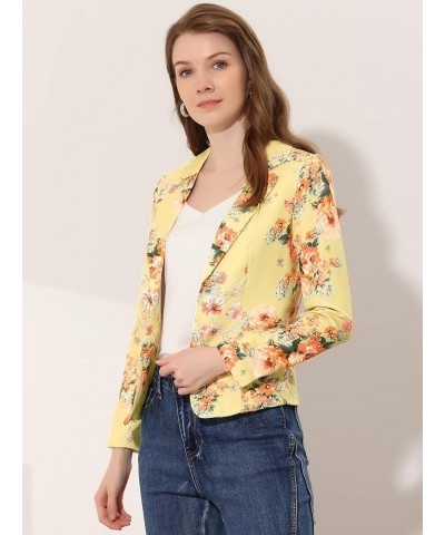 Women's Open Front Notch Lapel Printed Casual Office Blazer Jacket Yellow-floral $22.79 Blazers