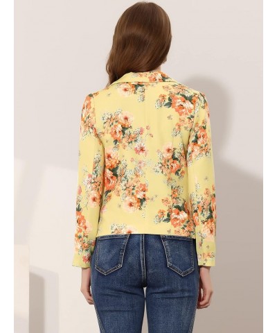 Women's Open Front Notch Lapel Printed Casual Office Blazer Jacket Yellow-floral $22.79 Blazers