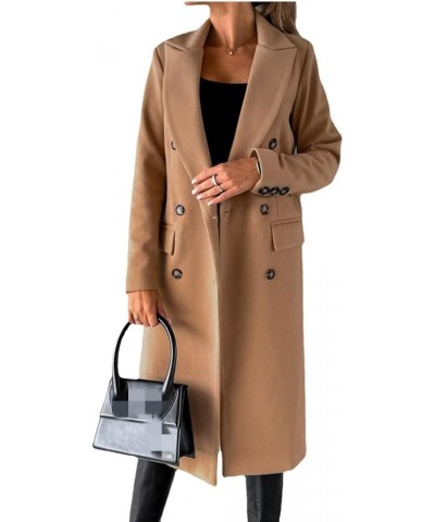 Women's Elegant Long Wool Blend Coats Solid Color Thicken Warm Fleece Coat Button Down Winter Jacket Outwear Brown $14.39 Jac...