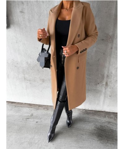 Women's Elegant Long Wool Blend Coats Solid Color Thicken Warm Fleece Coat Button Down Winter Jacket Outwear Brown $14.39 Jac...