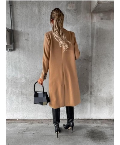 Women's Elegant Long Wool Blend Coats Solid Color Thicken Warm Fleece Coat Button Down Winter Jacket Outwear Brown $14.39 Jac...