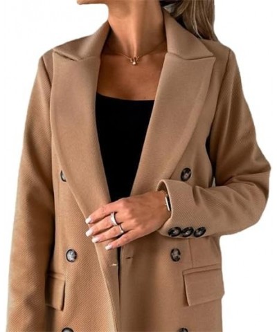 Women's Elegant Long Wool Blend Coats Solid Color Thicken Warm Fleece Coat Button Down Winter Jacket Outwear Brown $14.39 Jac...