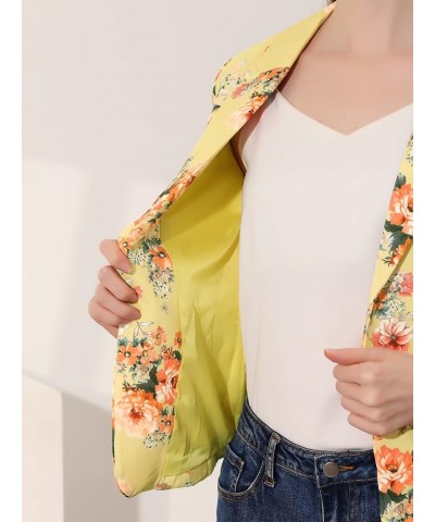 Women's Open Front Notch Lapel Printed Casual Office Blazer Jacket Yellow-floral $22.79 Blazers