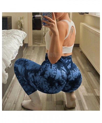 High Waisted Leggings for Women Tummy Control Butt Lifting Yoga Pants Workout Compression Tights (3) Tie Dye Black Blue $14.2...