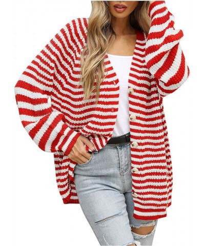 Women's V Neck Button Down Long Sleeve Cable Knit Cardigan Sweaters Floral Embroidery Outerwear Tops A1-red $11.70 Sweaters