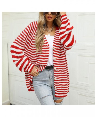 Women's V Neck Button Down Long Sleeve Cable Knit Cardigan Sweaters Floral Embroidery Outerwear Tops A1-red $11.70 Sweaters