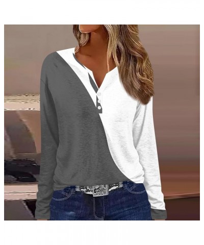 Long Sleeve Shirts for Women Trendy Slim Fit V-Neck Tunic Tops Ladies Going Out Blouses Business Casual Holiday Outfits D-dar...