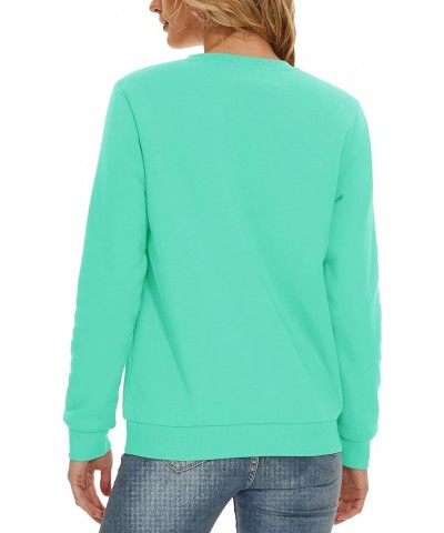 Womens Sherpa Lined Sweatshirts Casual Crewneck Cute Fleece Pullover Long Sleeve Thermal Shirts Mint Green $19.73 Activewear