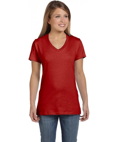 Women's Cooldri Short Sleeve Performance V-Neck T-Shirt (1 Pack) Deep Red $6.69 Activewear