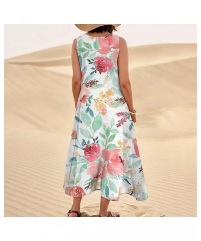 Women's Sexy Dress Summer Loose Round Neck Printed Sleeveless Large Swing Dress with Pockets, S-3XL 2-watermelon Red $10.99 D...