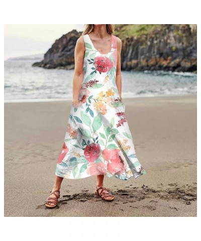 Women's Sexy Dress Summer Loose Round Neck Printed Sleeveless Large Swing Dress with Pockets, S-3XL 2-watermelon Red $10.99 D...