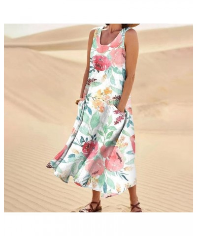 Women's Sexy Dress Summer Loose Round Neck Printed Sleeveless Large Swing Dress with Pockets, S-3XL 2-watermelon Red $10.99 D...