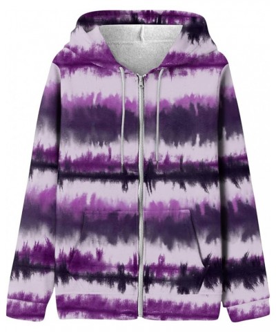 Zip Up Hoodie for Women Drawstring Hooded Activewear Casual Sweatshirt Coat Y2k Printed Outwear Jacket Pocket 2-purple $9.51 ...