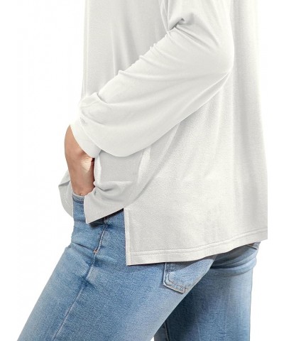 Womens V Neck Tops Loose Shirt Long Sleeve Drop Shoudler Pullover Tshirt Drop Shoulder: White $10.00 Tops