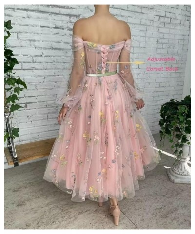 Women's Puffy Sleeve Prom Dresses 2023 Flower Embroidery Tulle A-Line Formal Evening Gown Teal-puffy Sleeve $32.25 Dresses