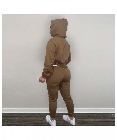 Fall Outfits for Women Trendy Autumn Winter Fleece Drawstring Hooded Slim Fit Trouser Comfortable Warm Outfit Brown $12.47 Ac...