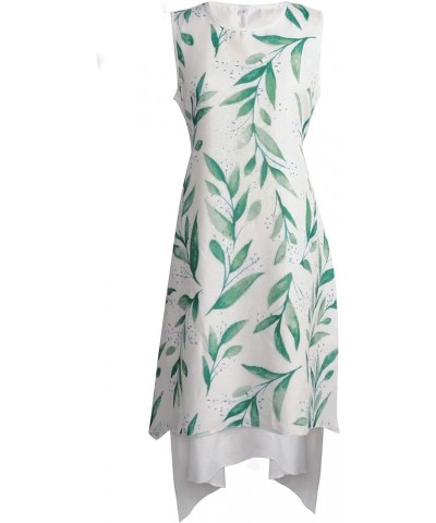 Women's Linen Dress 2 Piece Outfit Floral Sleeveless Loose Maxi Summer Dresses with Jacket Formal Casual Light Green $22.00 D...