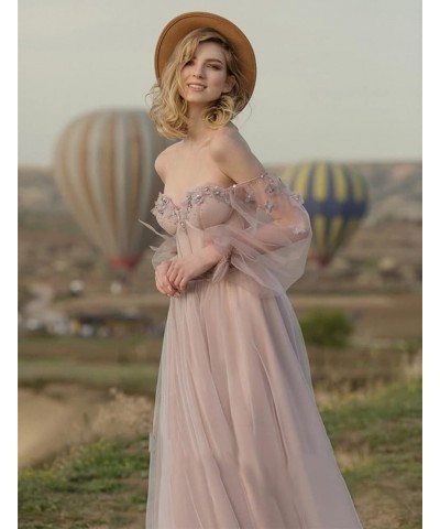 Vintage Puffy Sleeve Prom Dresses Ball Gown for Women Formal Long Sleeve Backless Evening Gown Hot Pink $48.06 Dresses