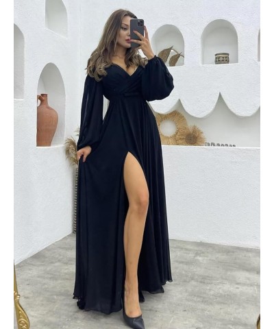 Long Sleeves Bridesmaid Dresses with Pockets for Wedding Chiffon Ruched Maxi Evening Party Dresses for Women Orange $27.84 Dr...