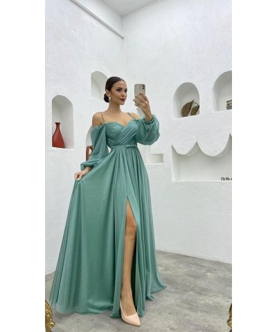 Long Sleeves Bridesmaid Dresses with Pockets for Wedding Chiffon Ruched Maxi Evening Party Dresses for Women Orange $27.84 Dr...