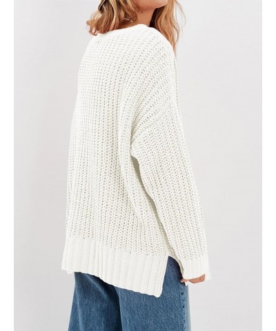 Womens Oversized Sweaters Fall Crew Neck Long Sleeve Slouchy Ribbed Knit Casual Loose Pullover Tunic Tops White $18.87 Sweaters