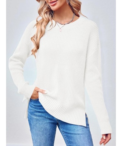 Womens Oversized Sweaters Fall Crew Neck Long Sleeve Slouchy Ribbed Knit Casual Loose Pullover Tunic Tops White $18.87 Sweaters