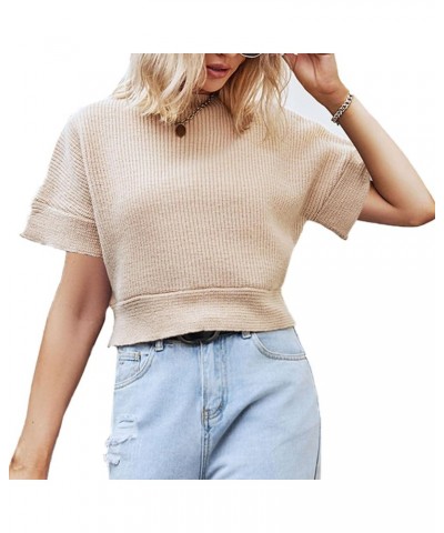 Oversized Knit Sweater Vests for Women Mock Neck Cap Sleeve Knitted Ribbed Tank Tops Sleeveless Loose fit Pullover Short Slee...