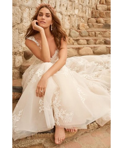 Beach Wedding Dresses for Bride 2023 Lace Boho Bridal Wedding Gowns for Bridal AG002 F-white $38.85 Dresses