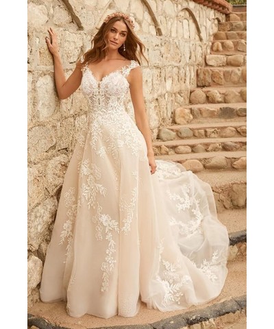 Beach Wedding Dresses for Bride 2023 Lace Boho Bridal Wedding Gowns for Bridal AG002 F-white $38.85 Dresses