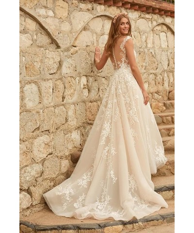 Beach Wedding Dresses for Bride 2023 Lace Boho Bridal Wedding Gowns for Bridal AG002 F-white $38.85 Dresses