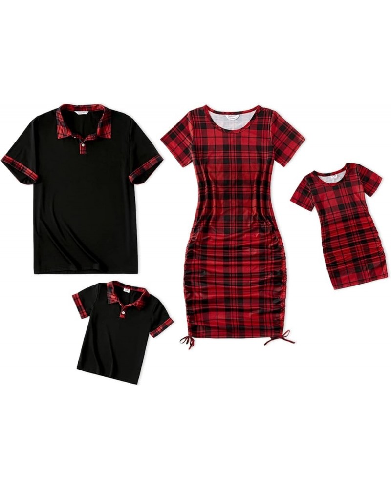 Family Matching Outfits Mommy and Me Dresses Short Sleeve Casual T-Shirt Bodycon Midi Dress Matching Set Baby Girl Red $11.75...