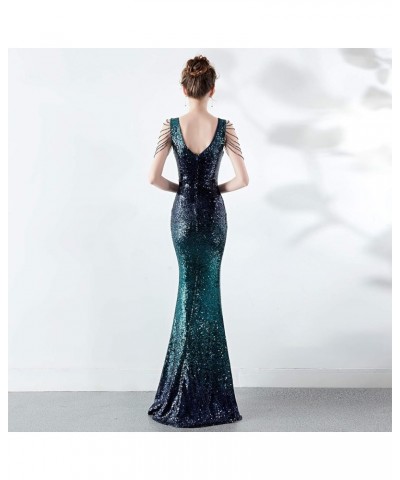 New Gradient Crystal Diamond Chain Sexy Slim Party Gown Christmas Host Party Club Evening Dress 6 $60.35 Dresses