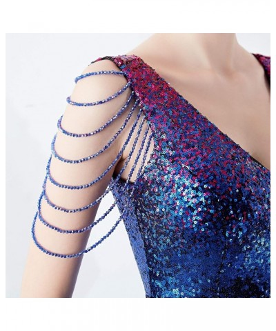 New Gradient Crystal Diamond Chain Sexy Slim Party Gown Christmas Host Party Club Evening Dress 6 $60.35 Dresses