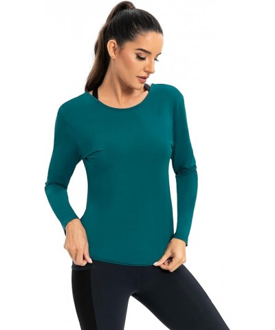 ICTIVE Long Sleeve Breathable Open V Back Shirts for Women Workout Running Yoga Gym Shirt Woman's Tee Tops Dark Green $13.43 ...