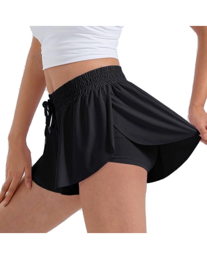 2 in 1 Athletic Shorts for Women Casual Workout Gym Yoga Running Bike Volleyball Spandex Summer Clothes Black $9.24 Activewear