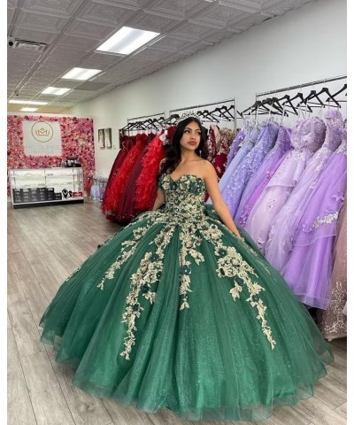 Gorgeous Strapless Beaded Quinceanera Dresses Ball Gown Puffy Lace Prom Dresses with Train Floral Sweet 15 16 Dresses Burgund...