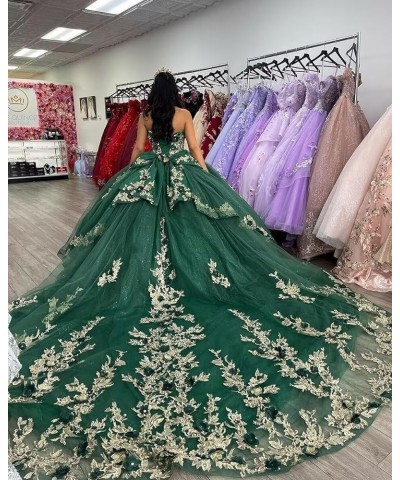 Gorgeous Strapless Beaded Quinceanera Dresses Ball Gown Puffy Lace Prom Dresses with Train Floral Sweet 15 16 Dresses Burgund...