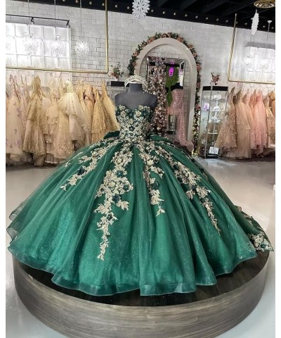 Gorgeous Strapless Beaded Quinceanera Dresses Ball Gown Puffy Lace Prom Dresses with Train Floral Sweet 15 16 Dresses Burgund...