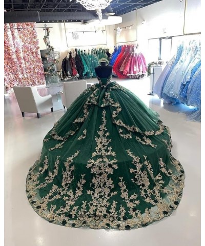 Gorgeous Strapless Beaded Quinceanera Dresses Ball Gown Puffy Lace Prom Dresses with Train Floral Sweet 15 16 Dresses Burgund...