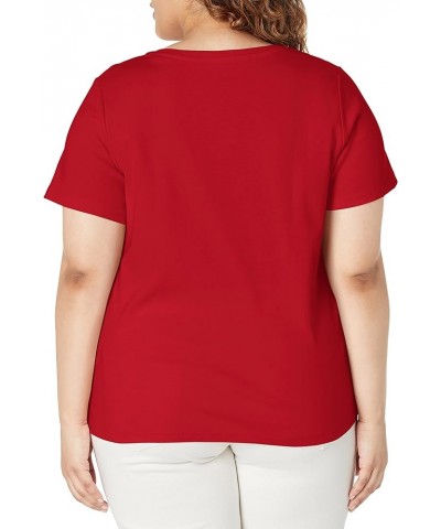 Women's Short Sleeve V-Neck T-Shirt (Standard and Plus Size) Scarlet $13.29 T-Shirts