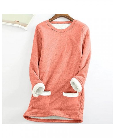 Women's Sherpa Lined Pullover Fleece Crewneck Sweatshirts Cute Winter Warm Fuzzy Sweaters Casual Loungewear F07-orange $10.09...