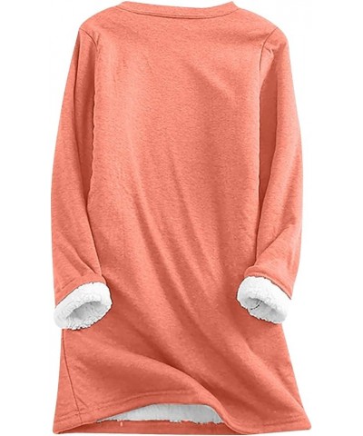 Women's Sherpa Lined Pullover Fleece Crewneck Sweatshirts Cute Winter Warm Fuzzy Sweaters Casual Loungewear F07-orange $10.09...