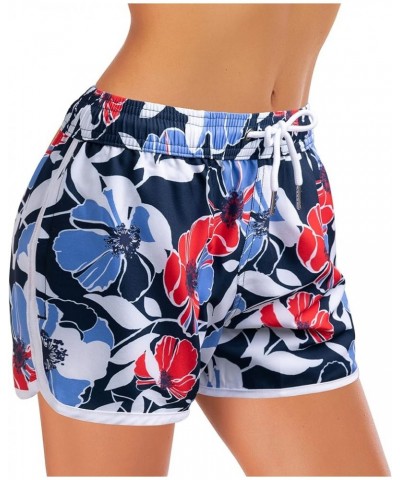 Women's Swim Shorts Quick Dry Board Short Drawstring Swimwear Beach Shorts Summer Casual Bottom with Pockets Flower Blue $9.8...