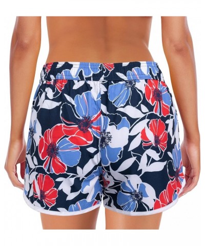 Women's Swim Shorts Quick Dry Board Short Drawstring Swimwear Beach Shorts Summer Casual Bottom with Pockets Flower Blue $9.8...