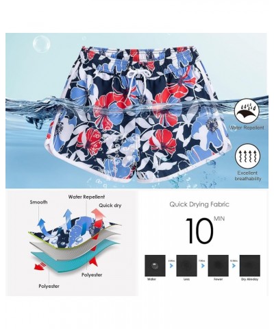 Women's Swim Shorts Quick Dry Board Short Drawstring Swimwear Beach Shorts Summer Casual Bottom with Pockets Flower Blue $9.8...