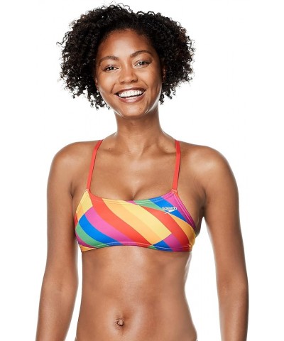 Women's Swimsuit Top Bikini Endurance Strappy Back Demi Pride Sliced Squares $19.43 Swimsuits