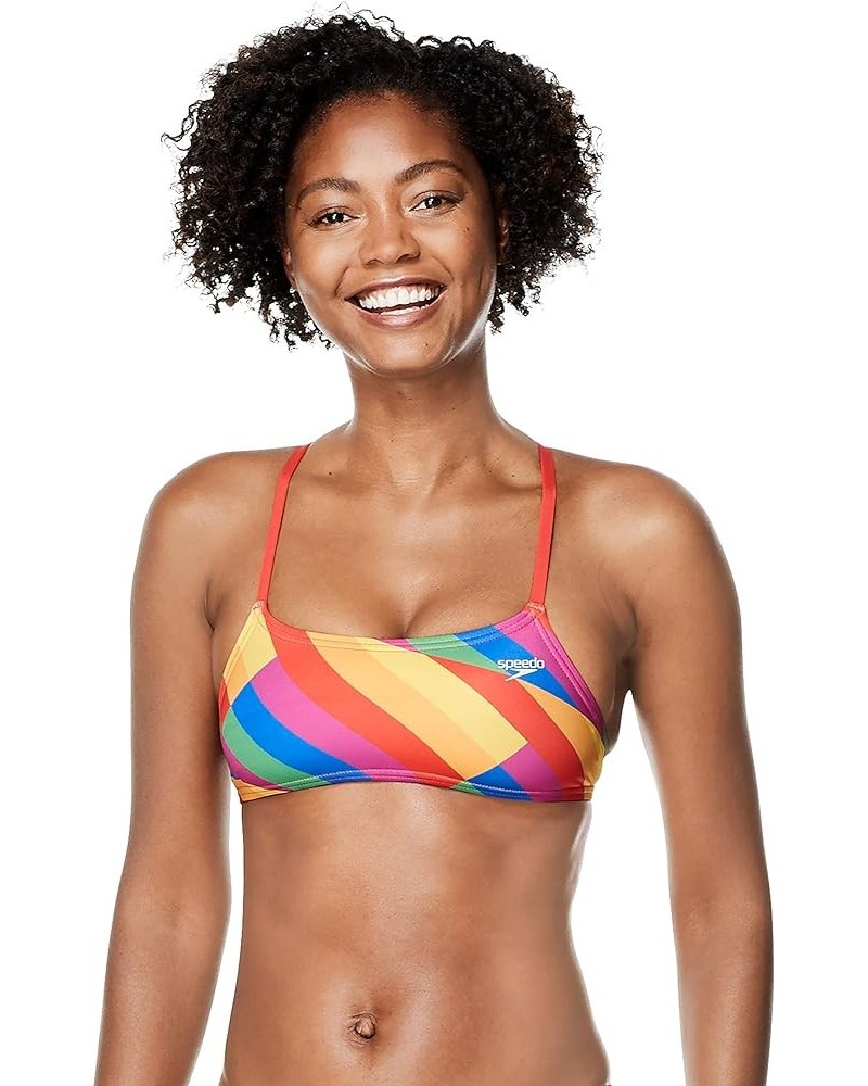 Women's Swimsuit Top Bikini Endurance Strappy Back Demi Pride Sliced Squares $19.43 Swimsuits