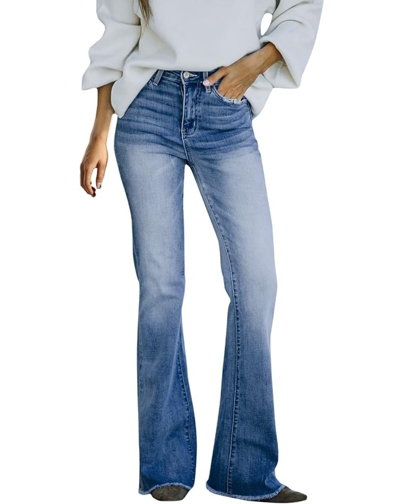 Bell Bottom Jeans for Women Mid-Rise Straight Leg Jeans Lightweight Flare Jeans Washed High Stretch Boyfriend Jeans Blue $15....