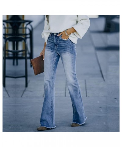 Bell Bottom Jeans for Women Mid-Rise Straight Leg Jeans Lightweight Flare Jeans Washed High Stretch Boyfriend Jeans Blue $15....